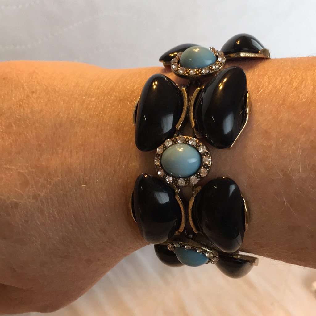 Nwot Black Resin Crystal Bracelet
